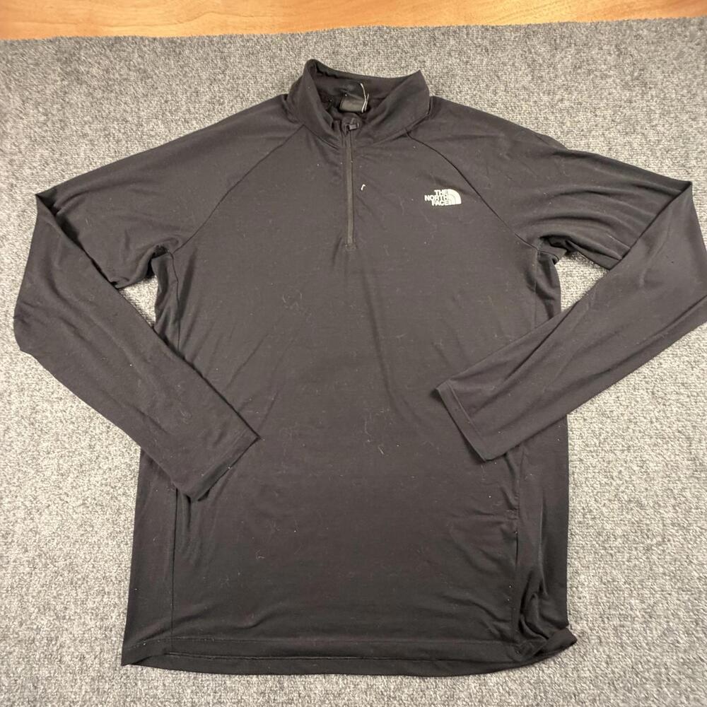 The North Face Mens Black Quarter Zip Long Sleeve Activewear Shirt Large